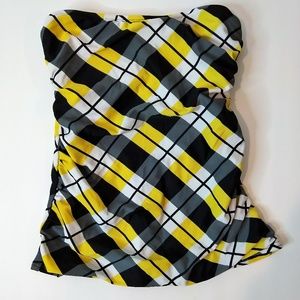 Hobie Swim Tankini Top Plaid Size M